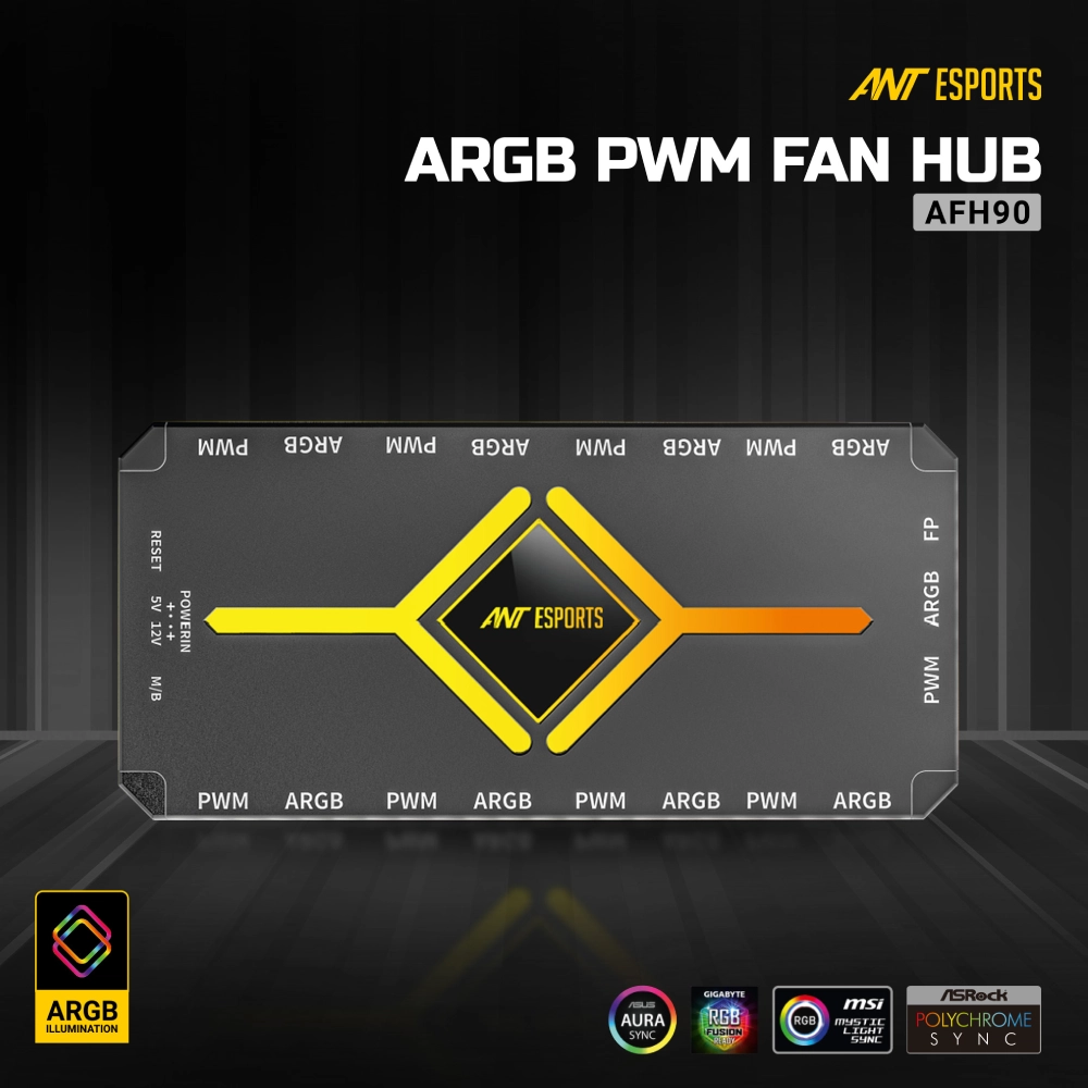 Ant Esports Cabinet Fan Hub 2 in 1 ARGB PWM (AFH90) view 2